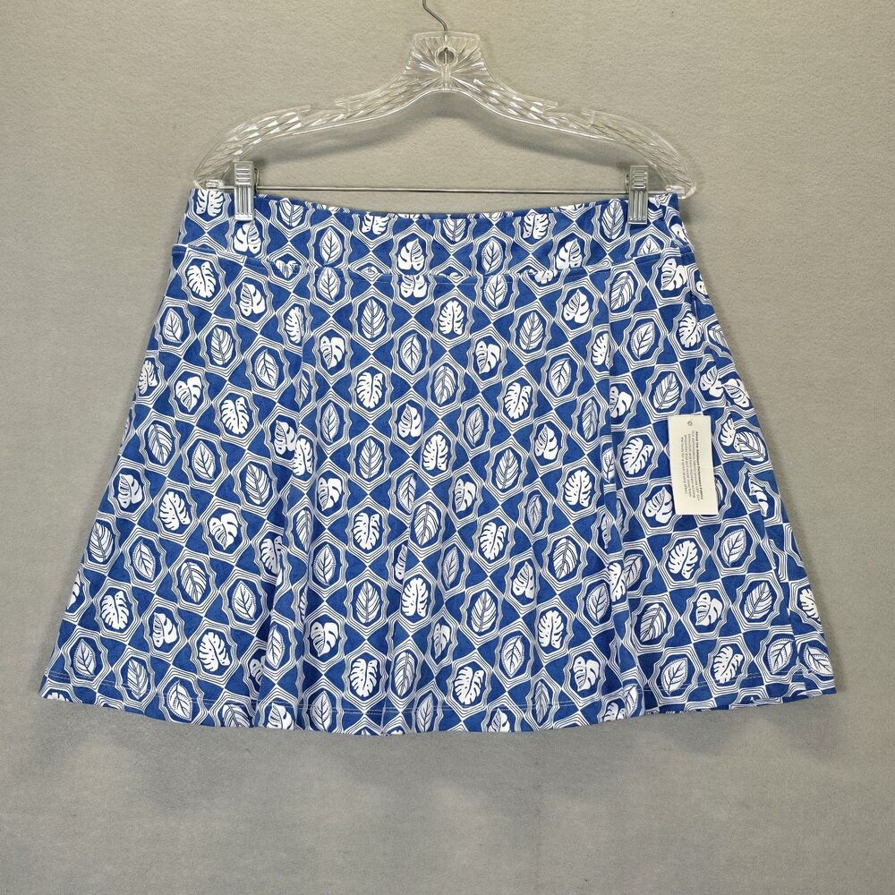 J.McLaughlin Fernwood Skort Blue White Lahara Leaves Golf  Tennis Size XL